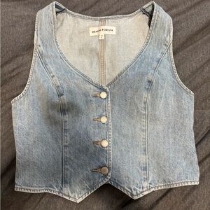 Denim Forum Light Blue Button-Up Vest